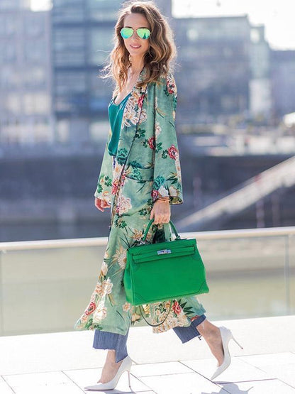 Fashion Floral Printed Cover-Up Outwear