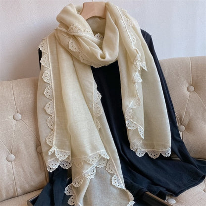 Fashion Lace Crochet Solid Color Long Scarf