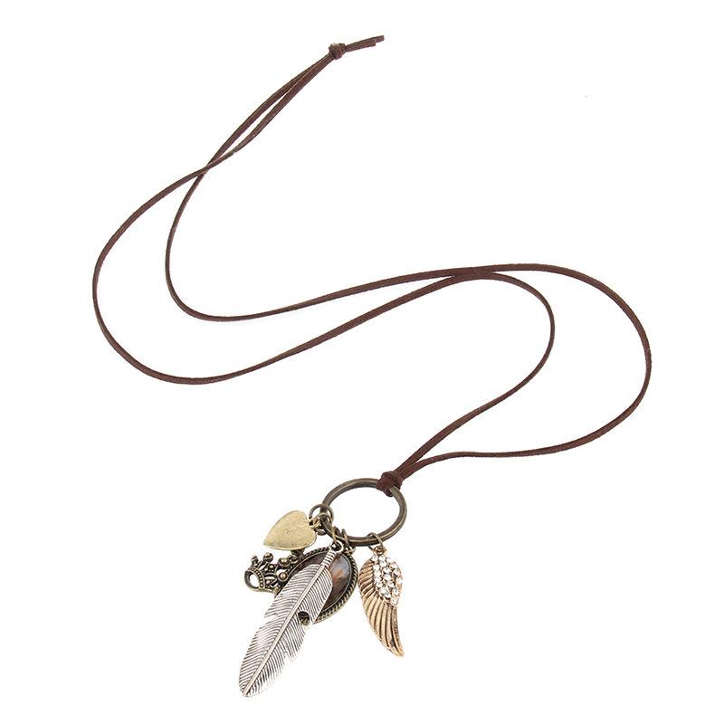 Original Retro Long Sweater Chain Fashion Joker Multi-Element Cotton And Linen Accessories Pendant Necklace