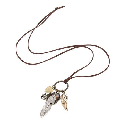 Original Retro Long Sweater Chain Fashion Joker Multi-Element Cotton And Linen Accessories Pendant Necklace