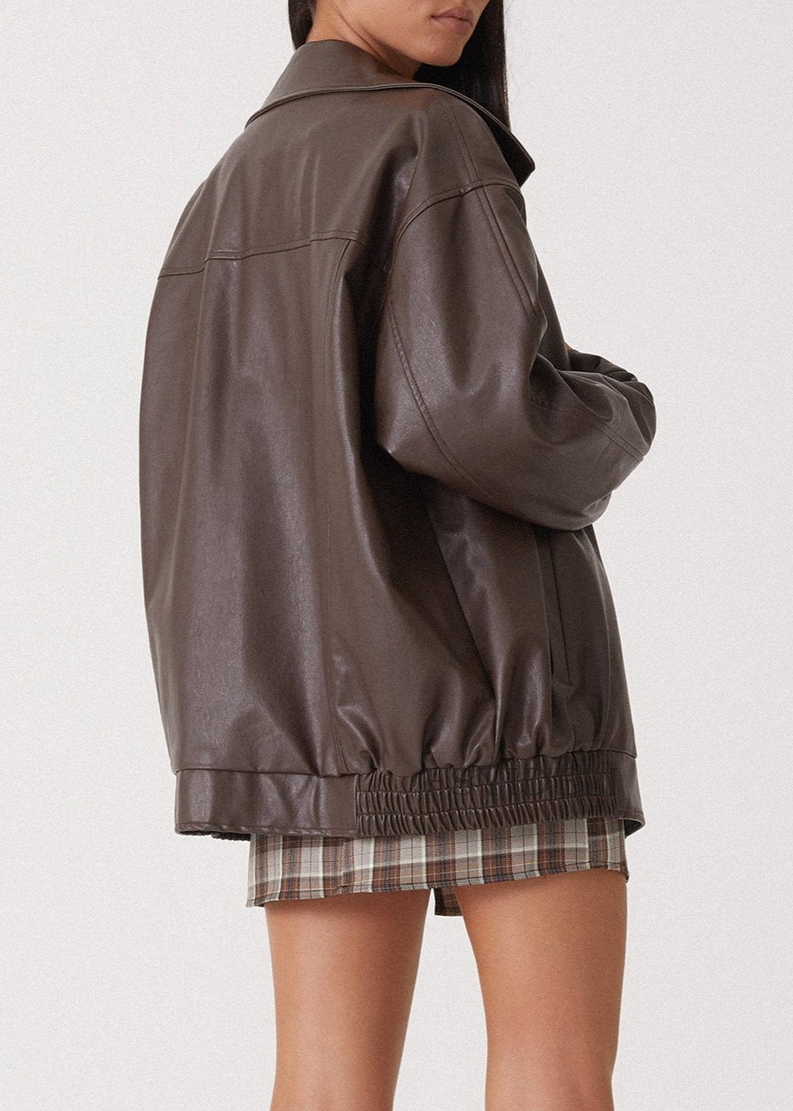 Leather Jacket Black Brown Oversized Biker Style