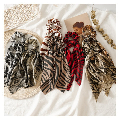 Snake Zebra Print Scarf Scrunchie