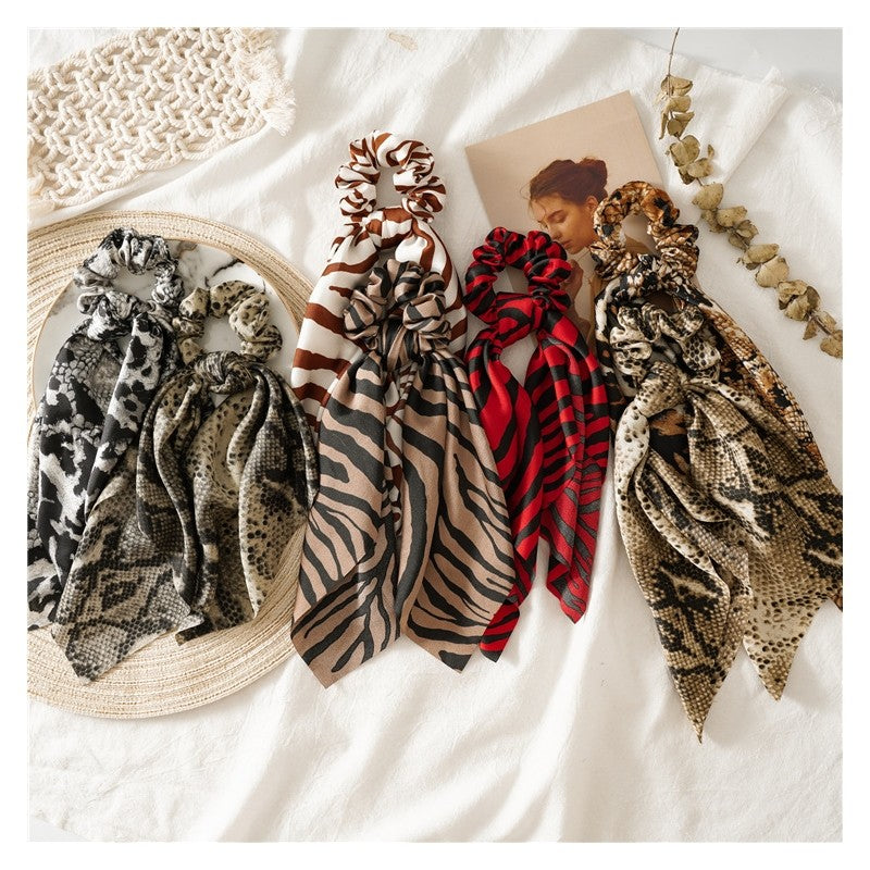 Snake Zebra Print Scarf Scrunchie