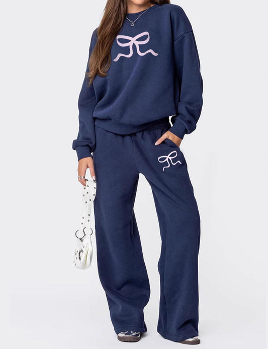 Casual Long Sleeve Thickened Sweatshirt Pants Set