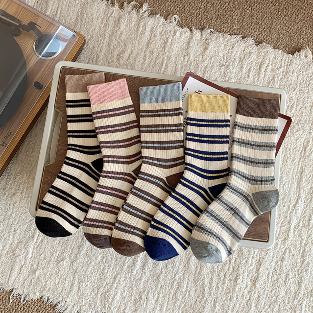Rufia - Striped Women's Socks for Fall &amp; Winter