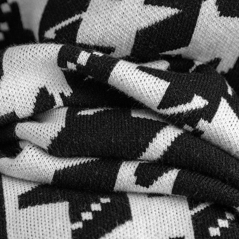 Houndstooth Crew Neck Loose Sweater