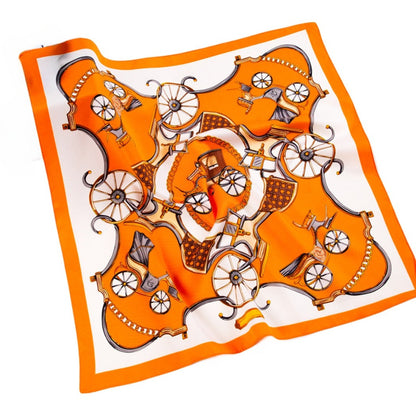 Scarvii - Pumpkin Carriage Print Square Scarf - Vintage &amp; Playful