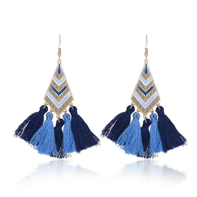 Trendy Diamond Shape Drop Oil Earrings Bohemian Style
