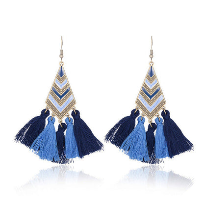 Trendy Diamond Shape Drop Oil Earrings Bohemian Style