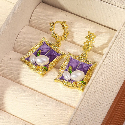 Earwish - Vintage Purple Painting Earrings – Artistic &amp; Elegant