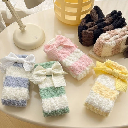 Rufia - Colorful Striped Bowknot Toweling Socks