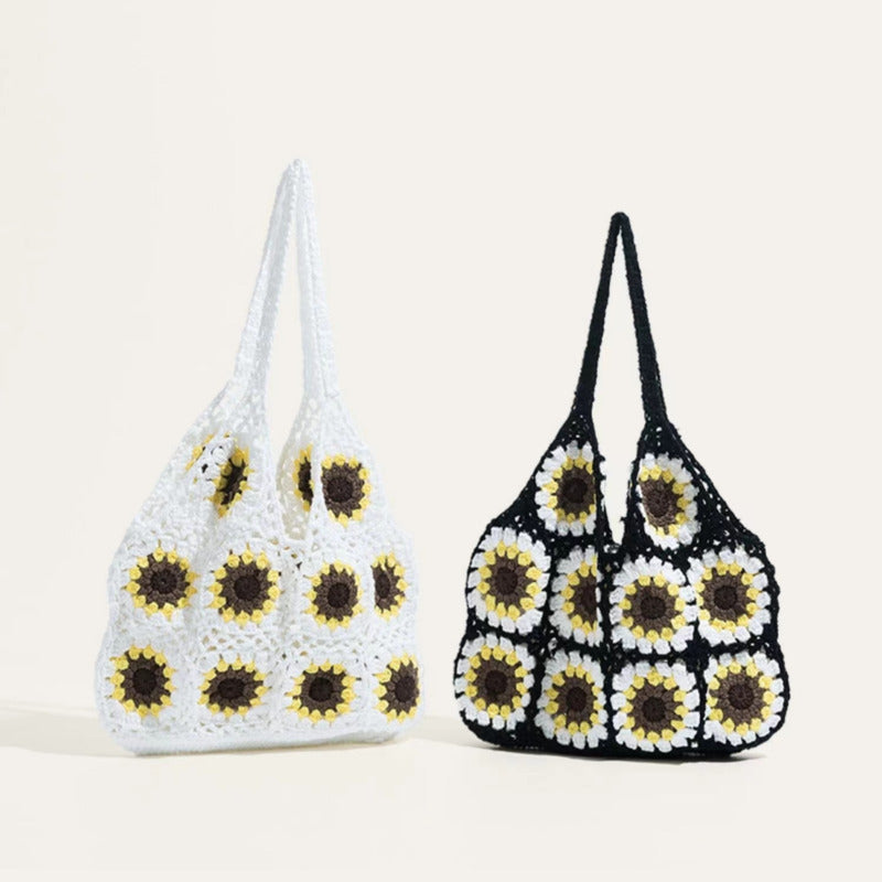 Crochet Granny Square Bag Sunflower Handbag