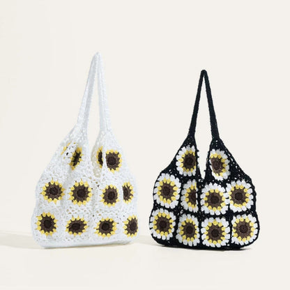 Crochet Granny Square Bag Sunflower Handbag