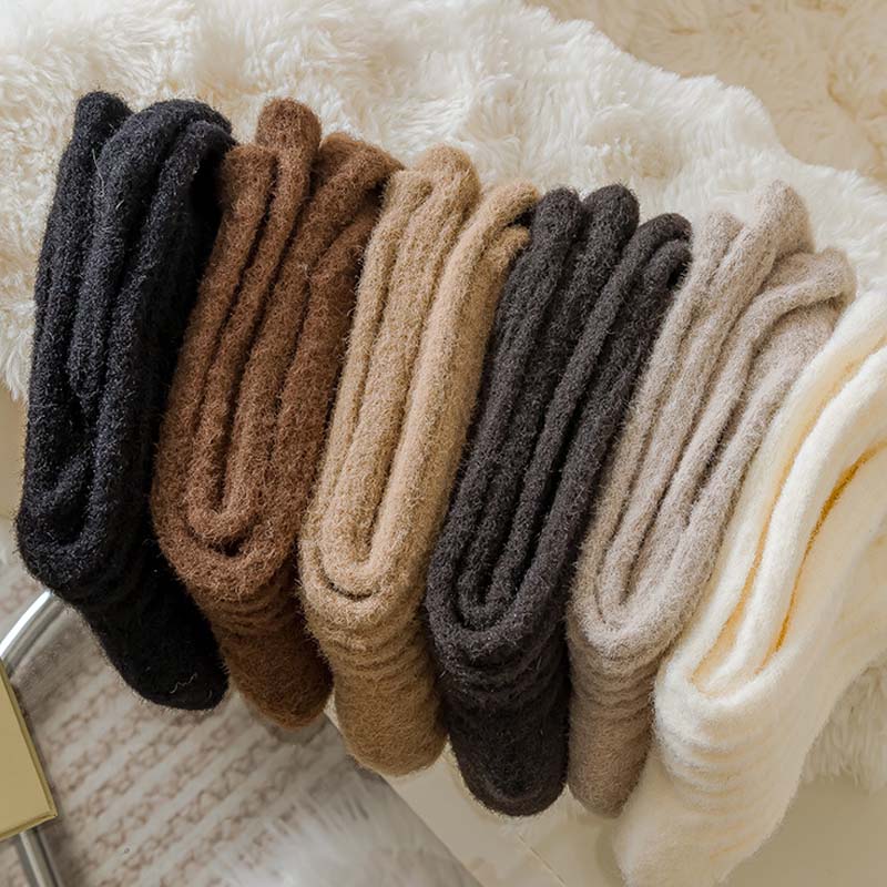 Solid Color Thicken Cashmere Plush Crew Socks