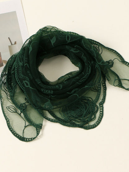 Haila - Rose Embroidery Polyester Square Scarf Shawl