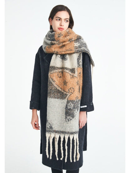Scarvii - Winter Tassel Floral Jacquard Scarf