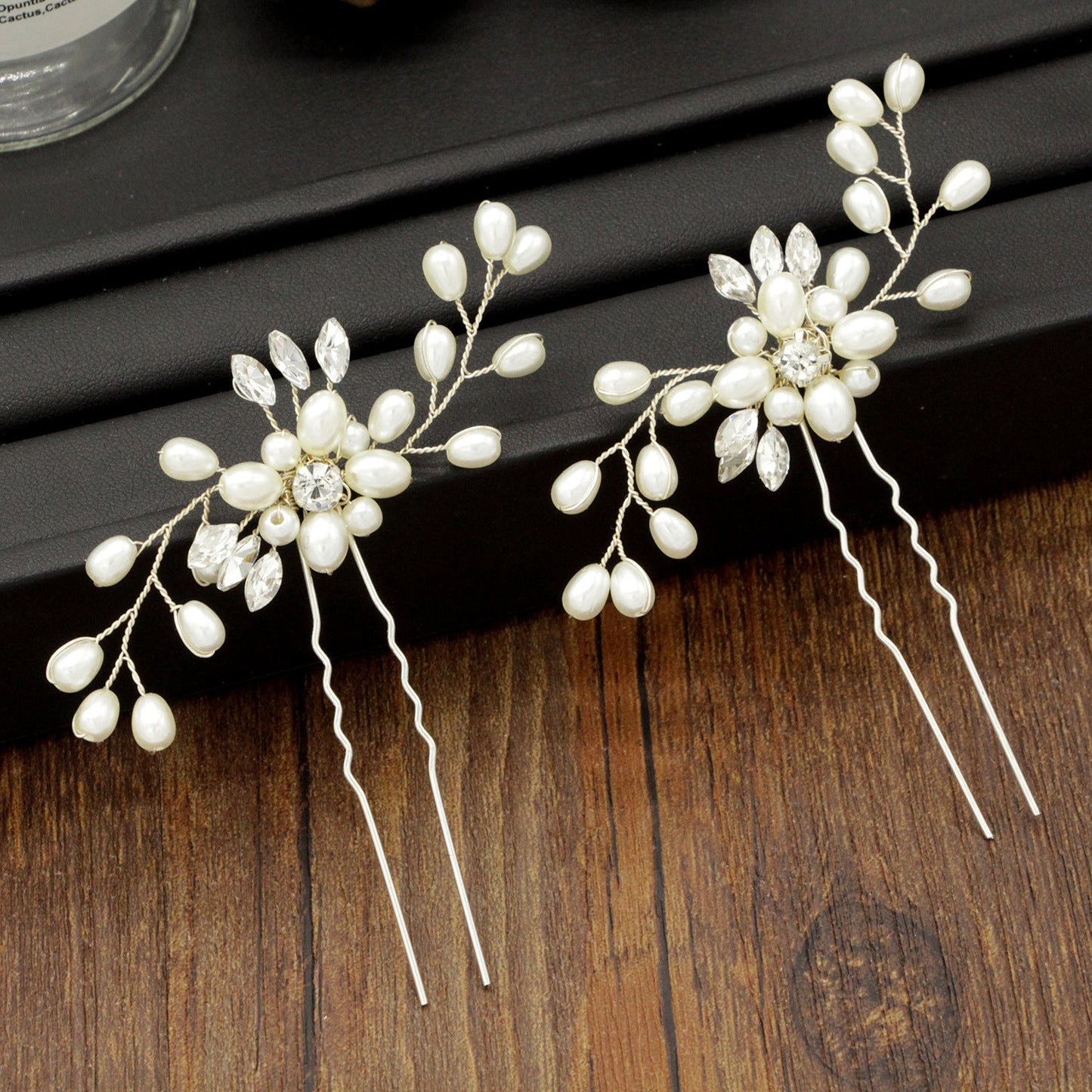 Handmade Pearl Crystal U-Shaped Hairpin Bridal Hair Accessory