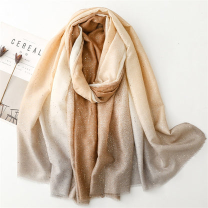 Scarvii - Gold Dotted Gradient Colorblock Scarf