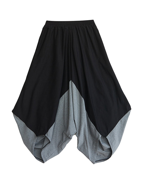 Harem Pants Irregular Clipping Split-Joint Casual Pants Bottoms Cropped Trousers