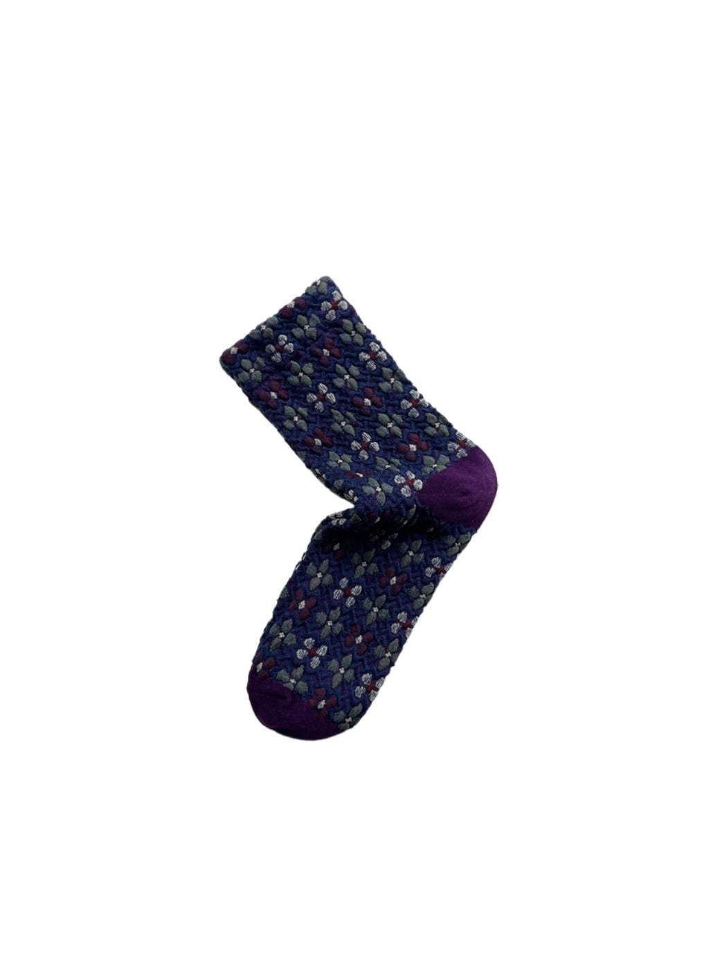 Rufia - Floral Embossed Retro Style Socks