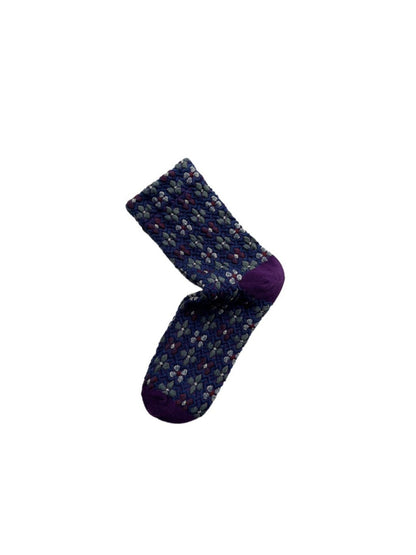 Rufia - Floral Embossed Retro Style Socks