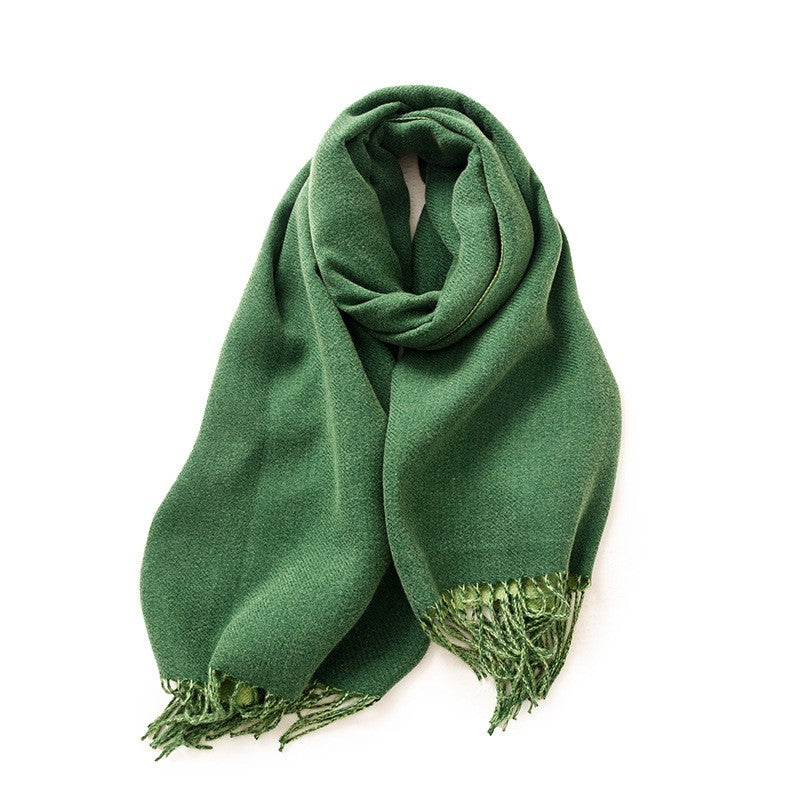 Solid Color Double-Side Imitation Cashmere Winter Warm Shawl Scarf