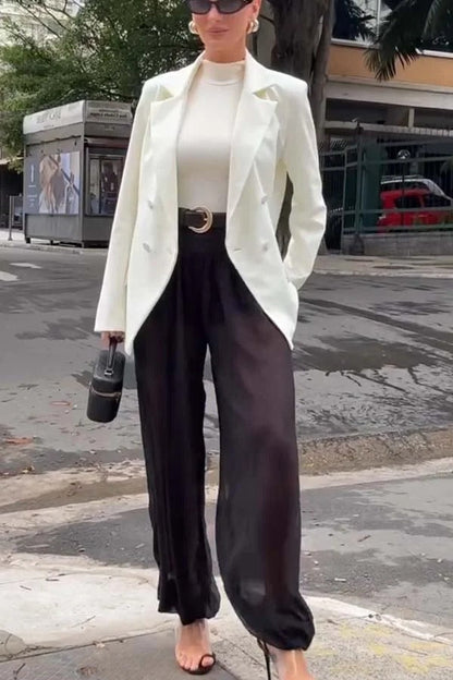 Autumn Avenue Chiffon See-Through Elastic Waist Aladdin Bloomers Pants