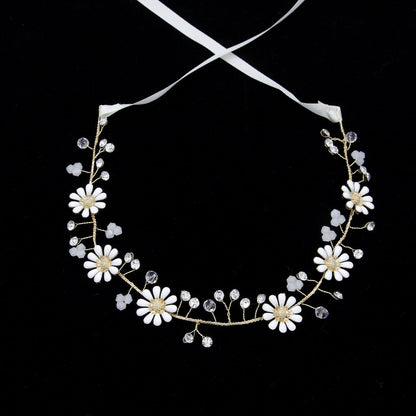 Handmade Bridal Headband Floral Hair Accessory with Pearls
