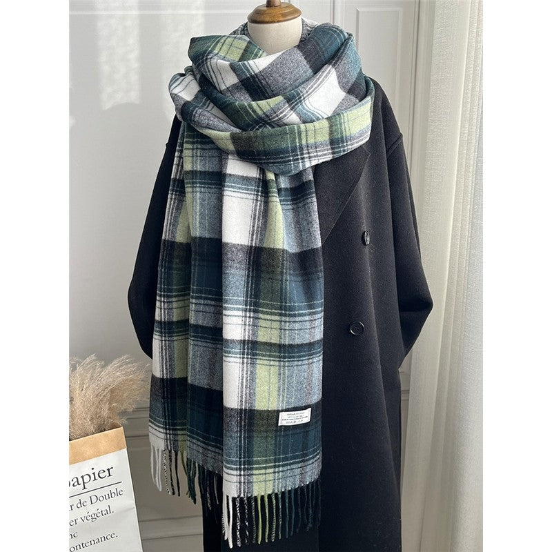 Plaid Fringe Shawl Scarf
