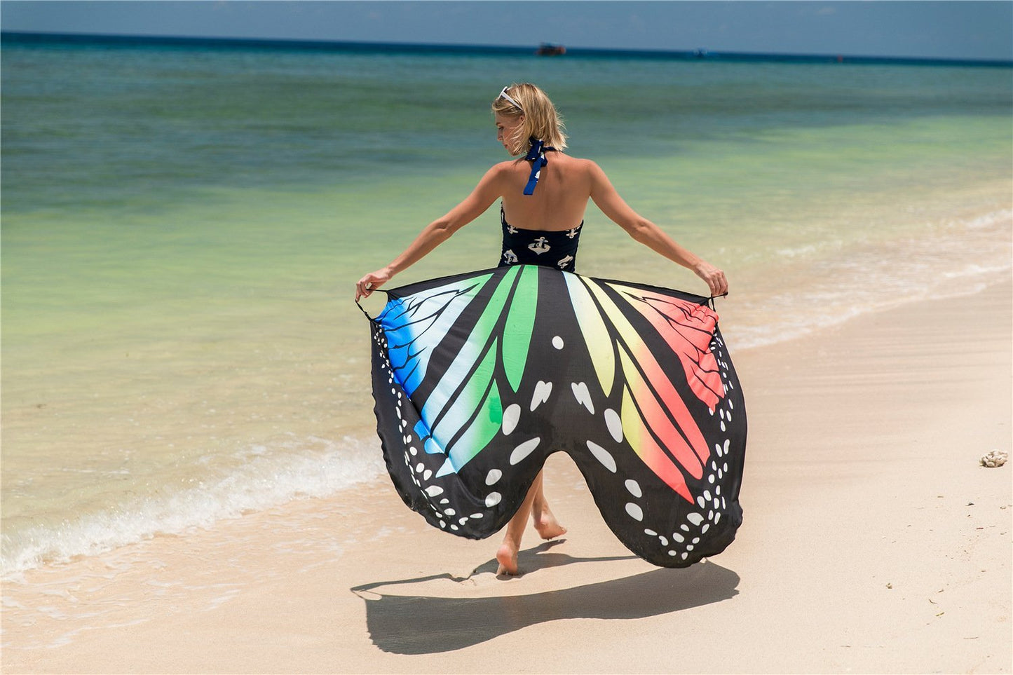 New Sexy Shawl Sling Print Cover Up Dress