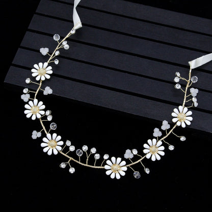 Handmade Bridal Headband Floral Hair Accessory with Pearls