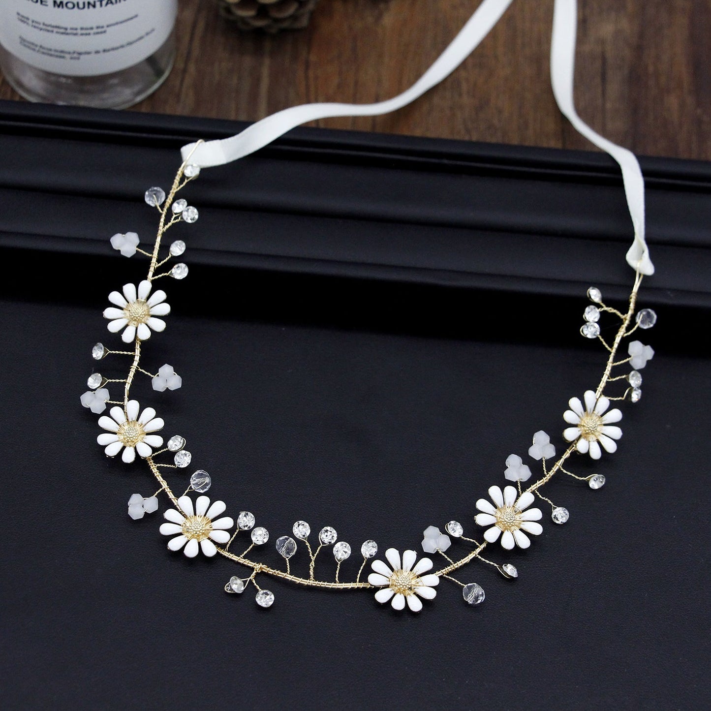 Handmade Bridal Headband Floral Hair Accessory with Pearls