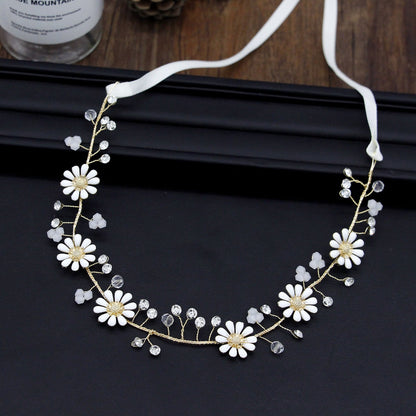 Handmade Bridal Headband Floral Hair Accessory with Pearls