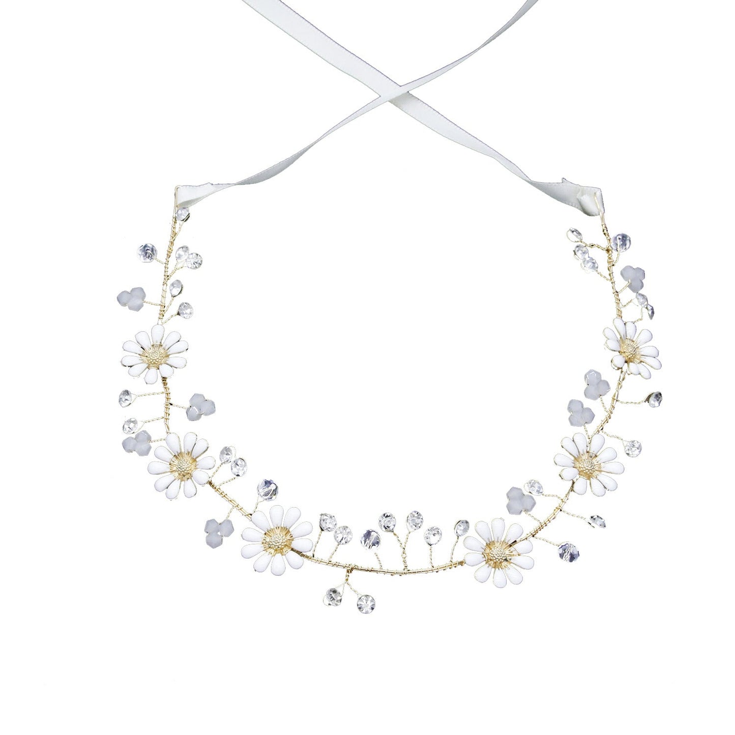Handmade Bridal Headband Floral Hair Accessory with Pearls