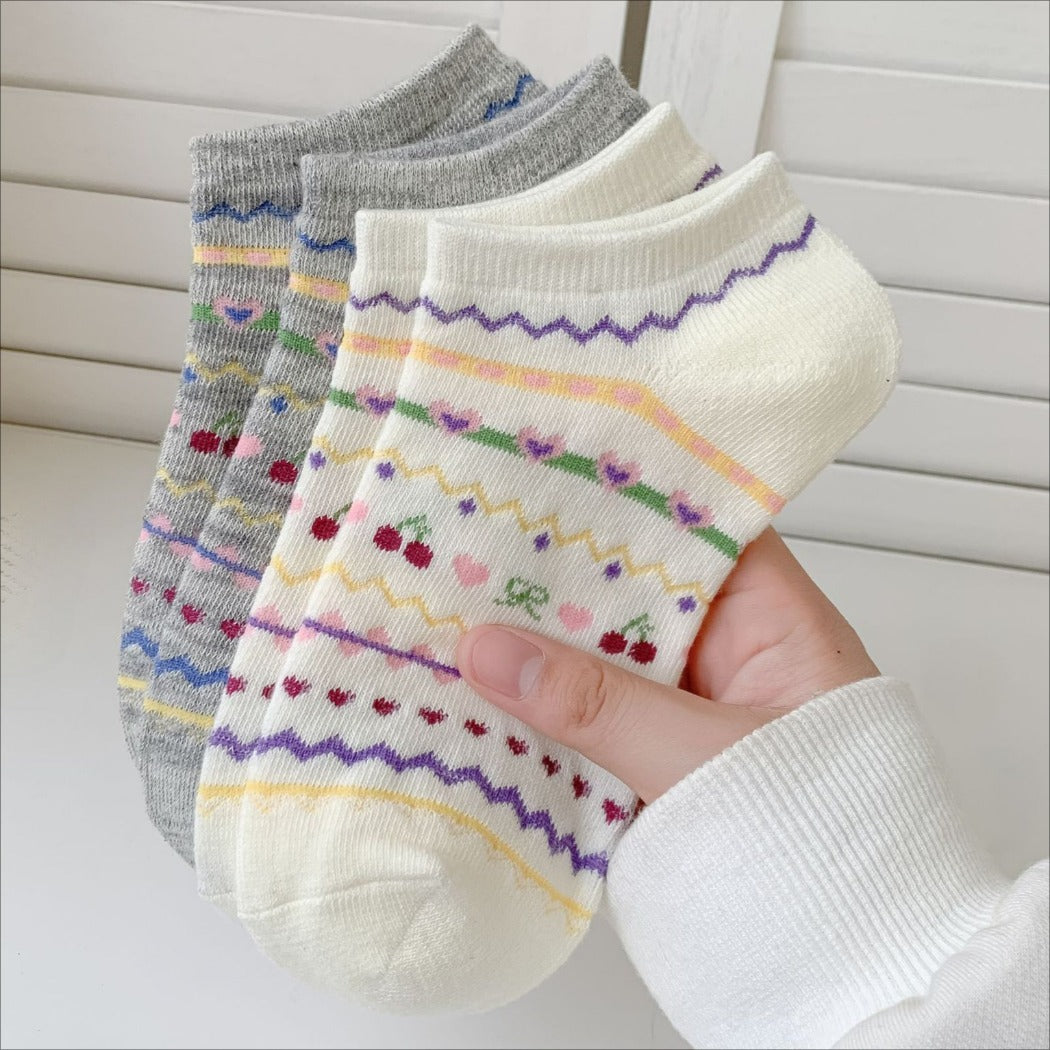 Rufia - Cute Cherry Ankle Socks with Bow Detail