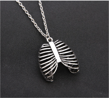 Fashion Gothic Vinage Rib Cage Necklace Anatomical Skeleton Heart Goth Punk Unique Retro Pendant Necklace Jewelry For Men/Women
