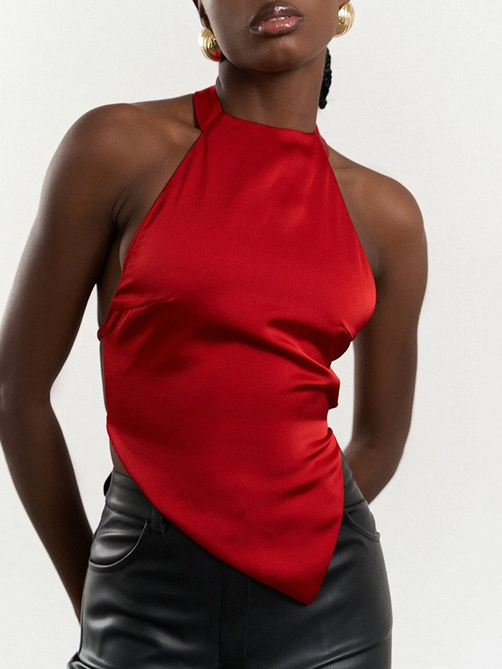 Sexy Irregular Backless Halter Strapless Top