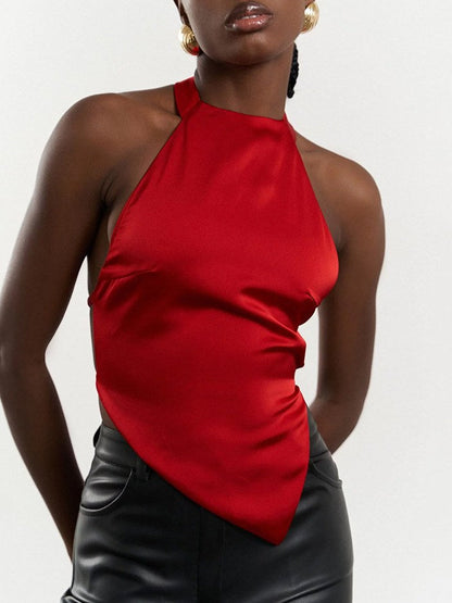 Sexy Irregular Backless Halter Strapless Top