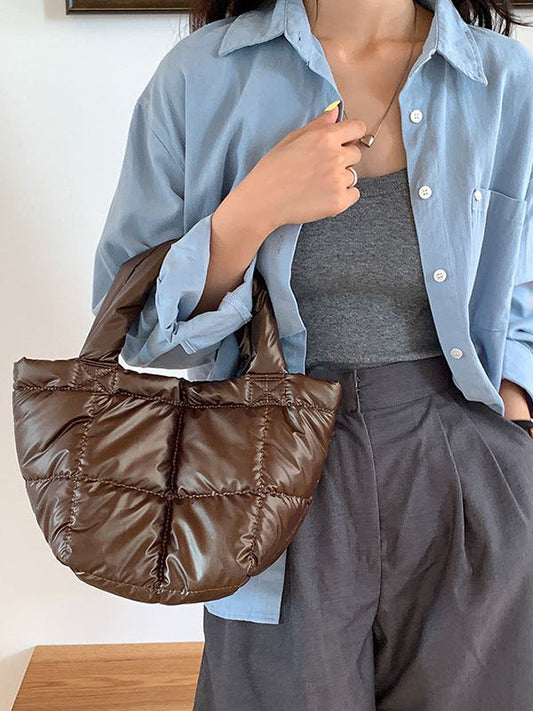 Solid Color Split-Joint C Handbags Tote Bags