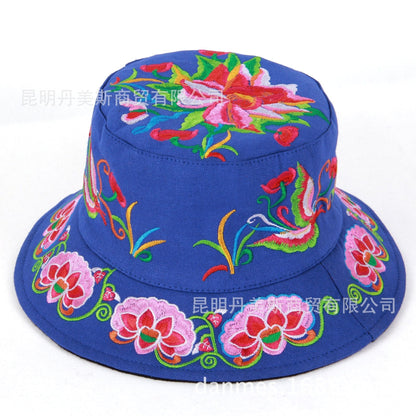 New Embroidered Sun Hat Full Embroidered National Wind Lady Round Hat
