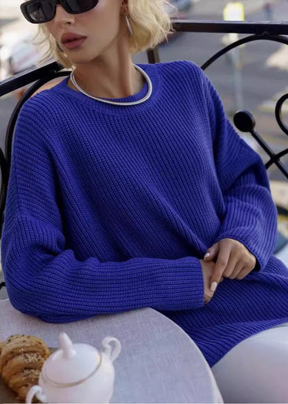 Round Neck Loose Knit Sweater For Women