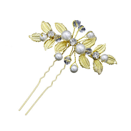 Bridal Gold Pearl Hair Vine Classic Olive Leaf Hair Accessory
