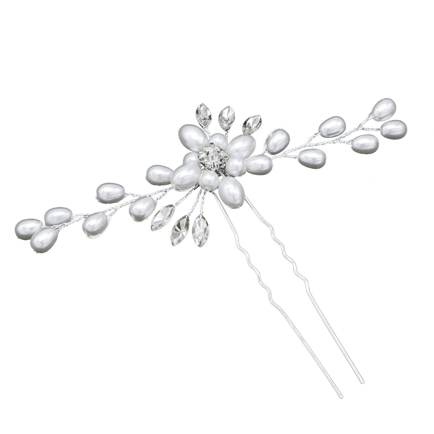 Handmade Pearl Crystal U-Shaped Hairpin Bridal Hair Accessory