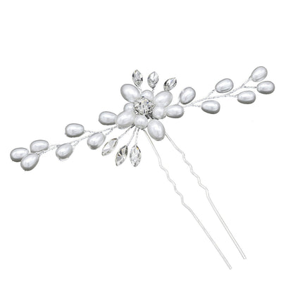 Handmade Pearl Crystal U-Shaped Hairpin Bridal Hair Accessory