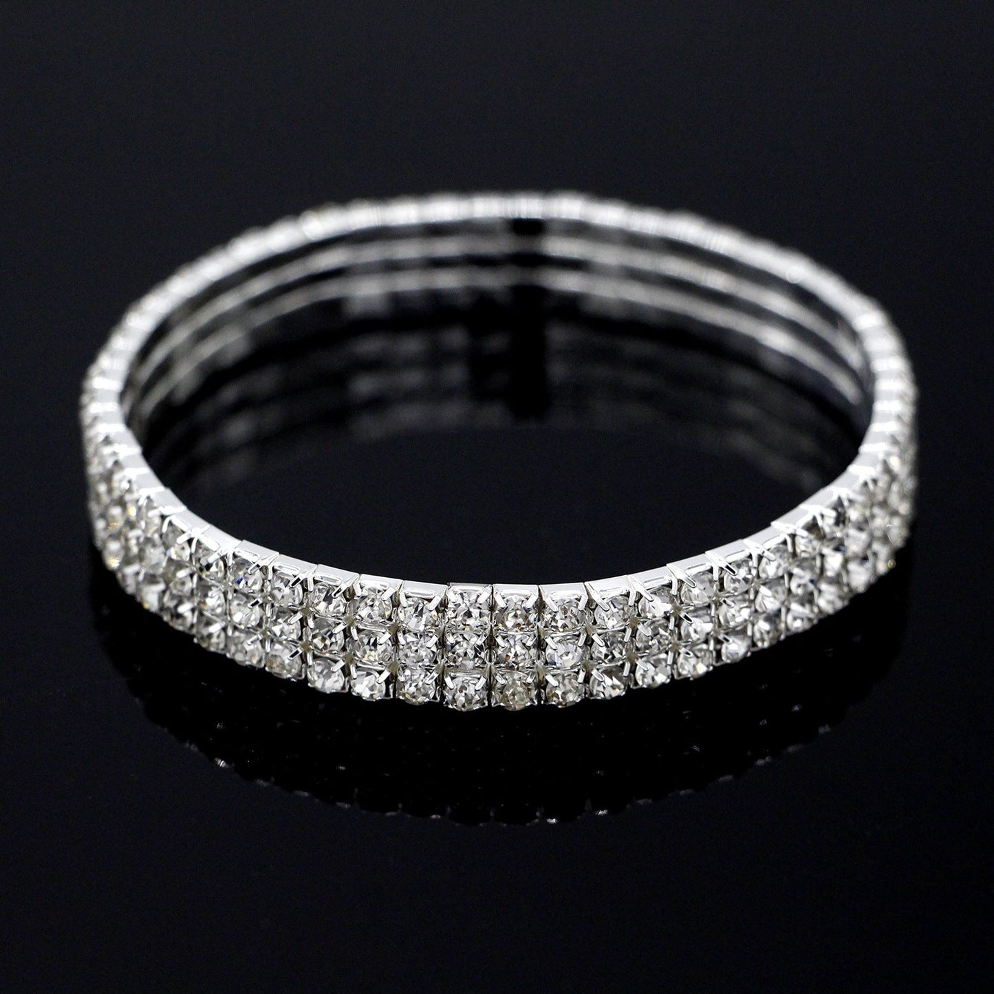 European and American Style Sparkling Crystal Anklet Bracelet Multilayer Optional Silver Gold