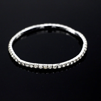 European and American Style Sparkling Crystal Anklet Bracelet Multilayer Optional Silver Gold