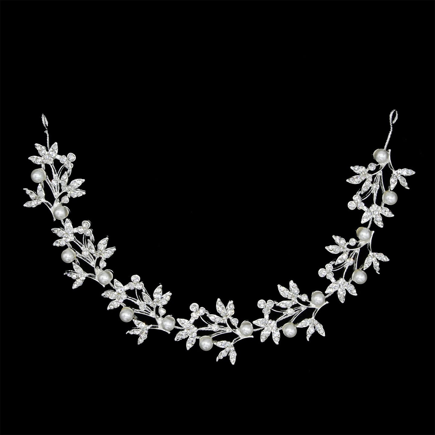 Alloy Leaf Pearl Bridal Hair Accessories with Rhinestones