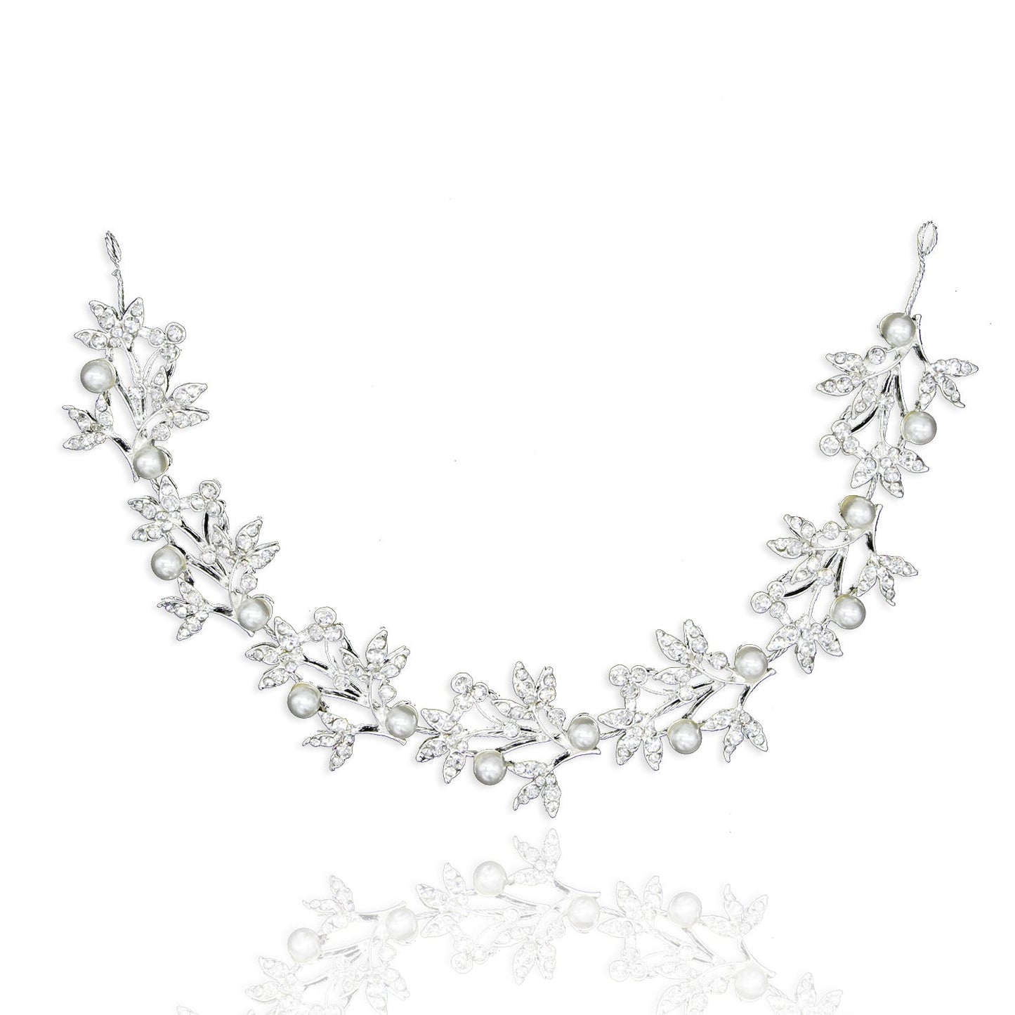 Alloy Leaf Pearl Bridal Hair Accessories with Rhinestones