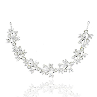 Alloy Leaf Pearl Bridal Hair Accessories with Rhinestones