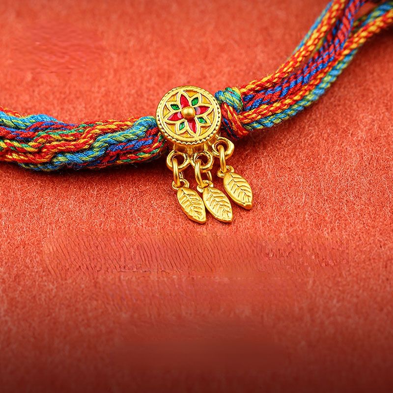 Tibetan Knitting Bracelet With Six Words Of Truth, Hand-Woven Cotton Thread, National Style Bracelet For Men And Women